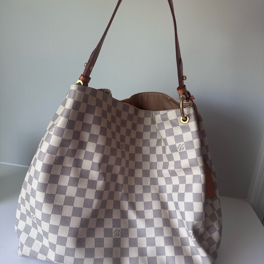 Louis Vuitton Checkered Shoulder Bag - Brown and Cream